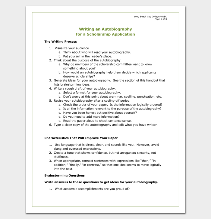 Autobiography Outline Template - 23+ Examples and Formats