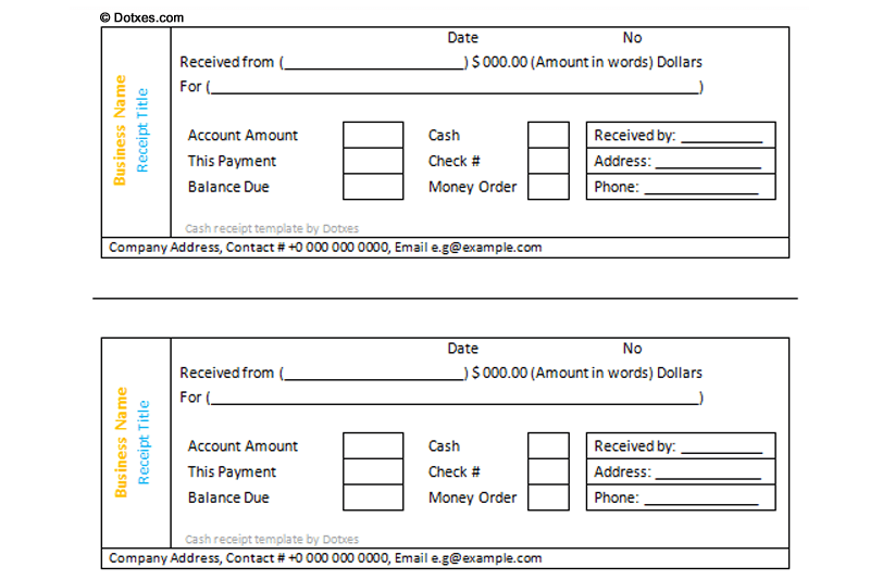 Cash receipt template (3 per page) - Dotxes