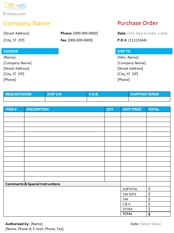 Po Template Excel Free