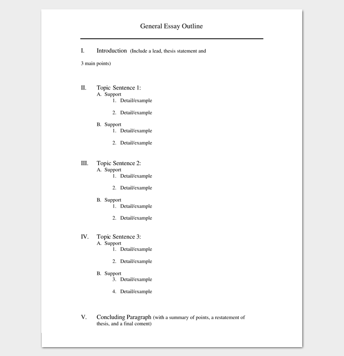 Blank General Essay Outline Template