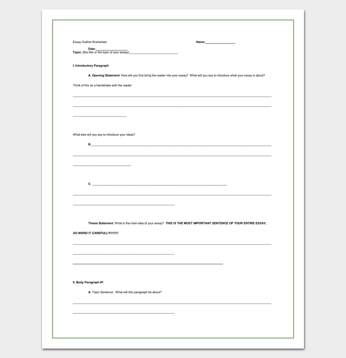 Blank Informative Essay Outline Template