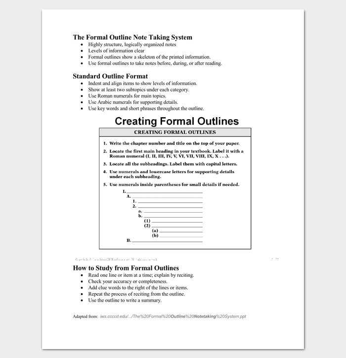 Blank Outline Template for Note Taking