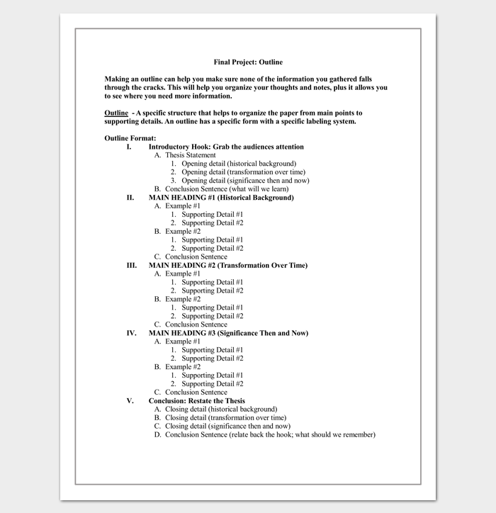 Final Project Research Paper Outline Template (Middle School)