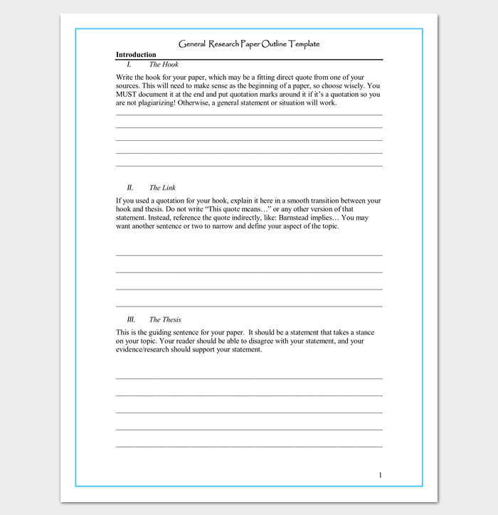 General Research Paper Outline Template