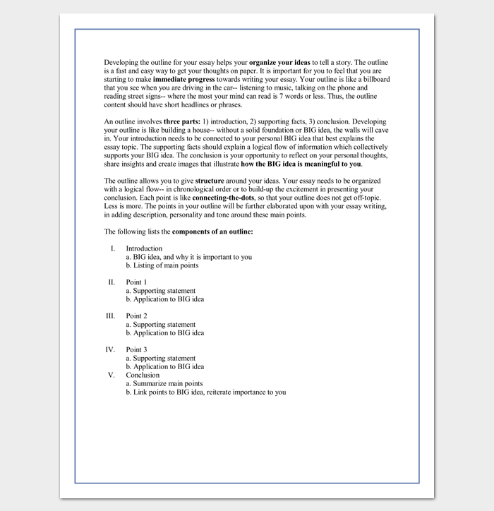 Sample College Essay Outline Template