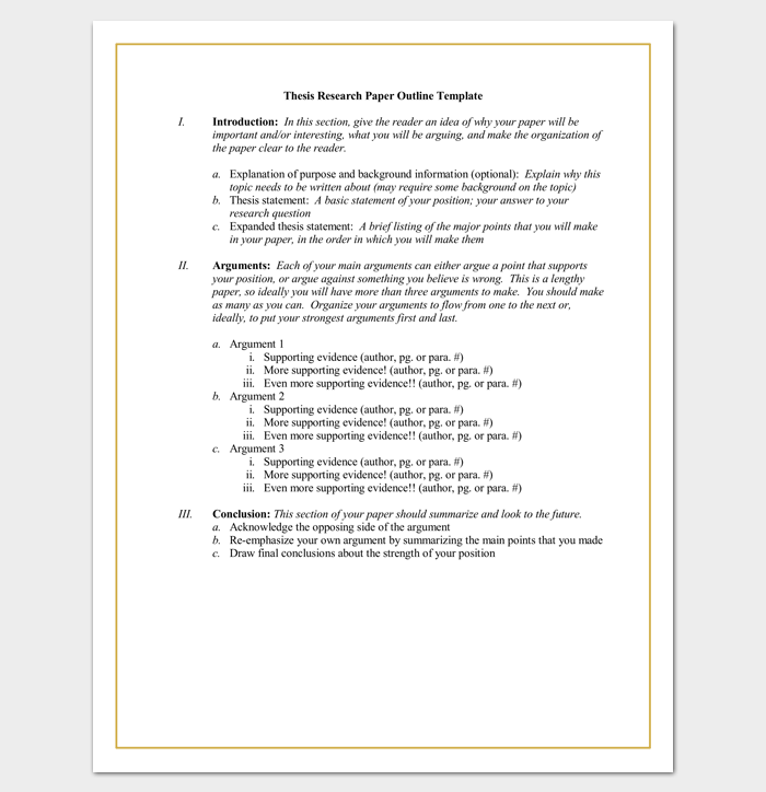 Thesis Research Paper Outline Template