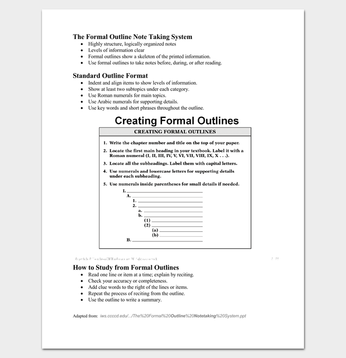 Writing a Formal Outline