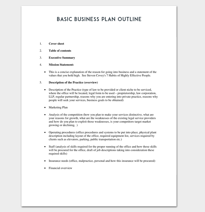Basic Business Plan Outline