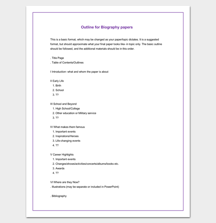 biography writing format