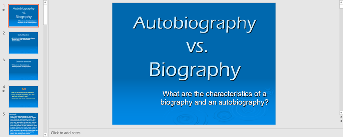 Biography Vs. Autobiography (PowerPoint)