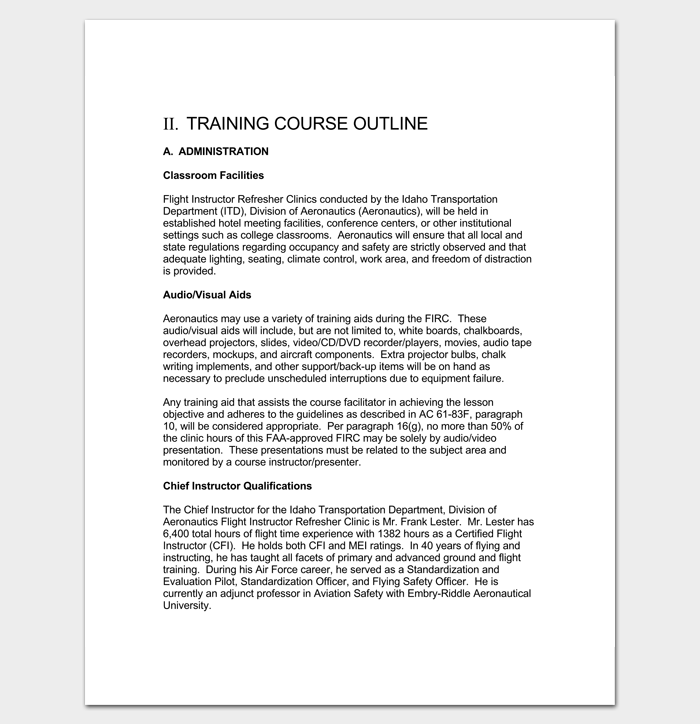Blank Training Outline Template
