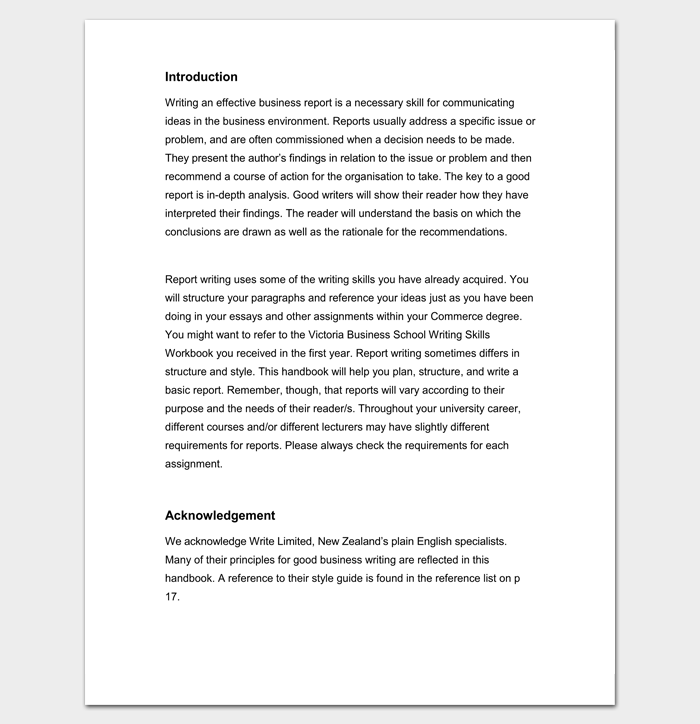 Business Report Outline Template