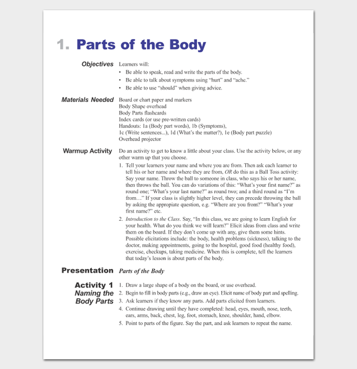 Human Body Outline Description
