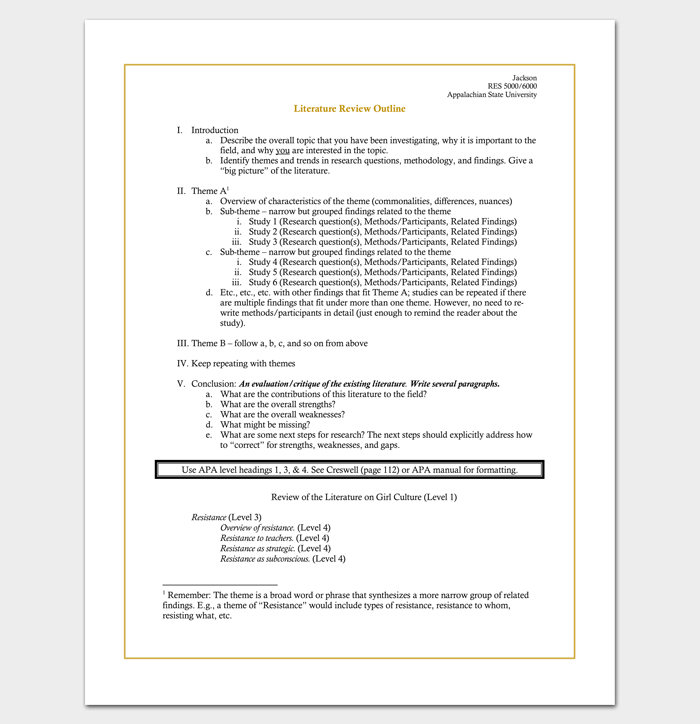 Literature Review Outline Template