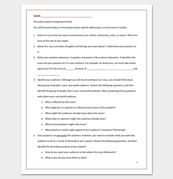 persuasive speech outline Persuasive Speech Outline for High School Students
