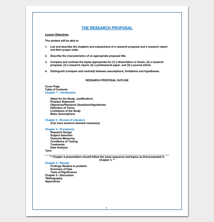Research Proposal Chapter Outline Word Doc