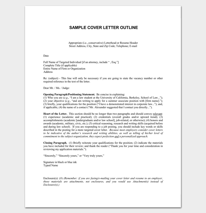 Resume Cover Letter Outline Sample