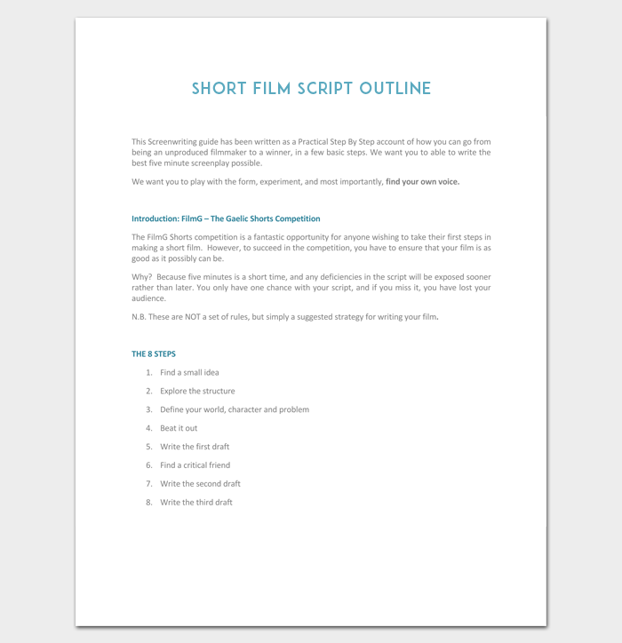 Short Film Script Outline for Students