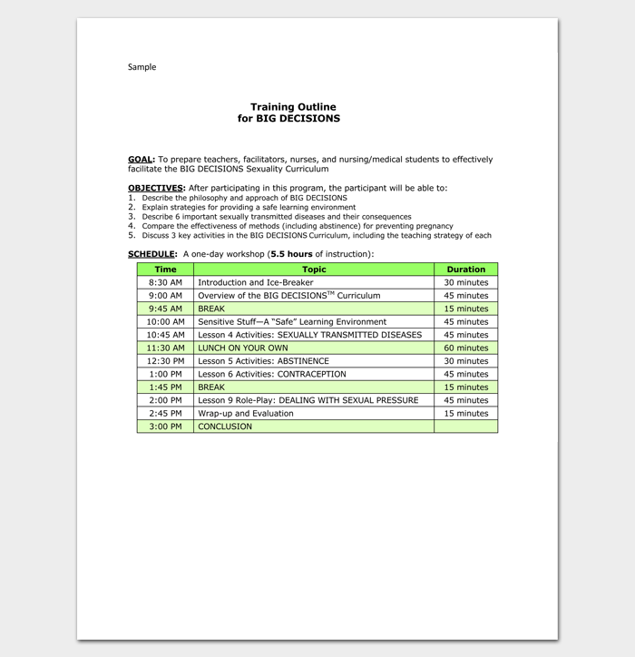 Training Outline Example PDF