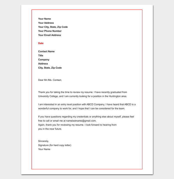 Job Query Letter