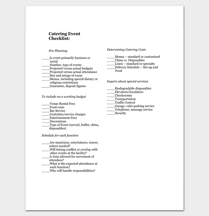 Catering Event Checklist in PDF 1