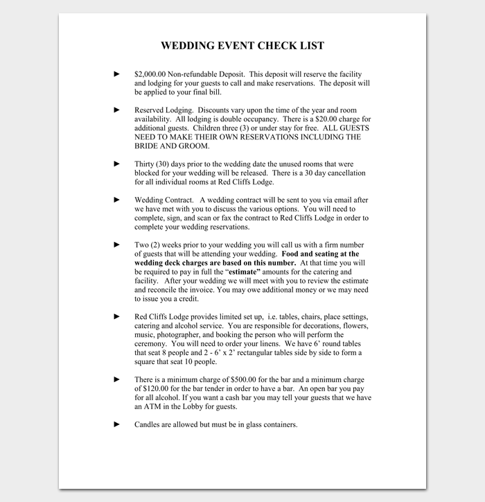 Wedding Event Checklist 1