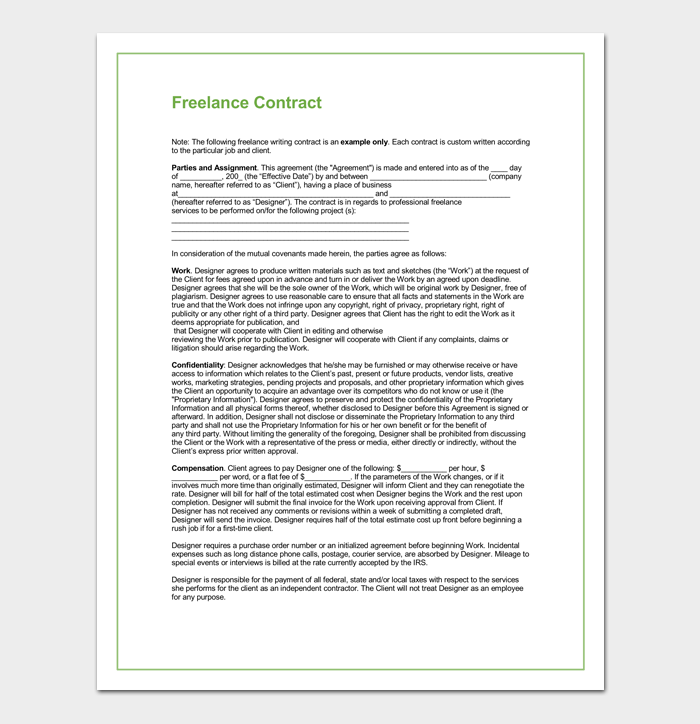 Simple Freelance Contract Template
