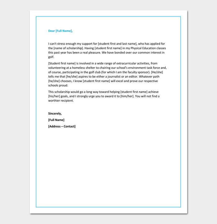 Recommendation Letter for Student from Professor