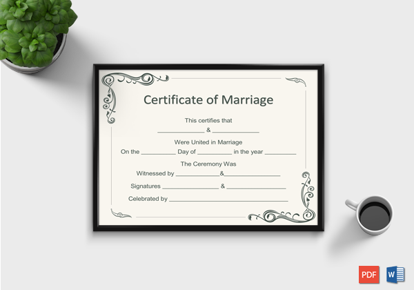 Marriage Certificate Format for Word