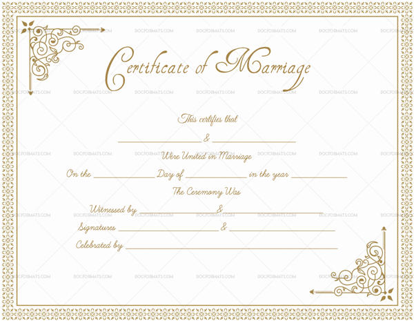 Blank Editable Marriage Certificate in Word