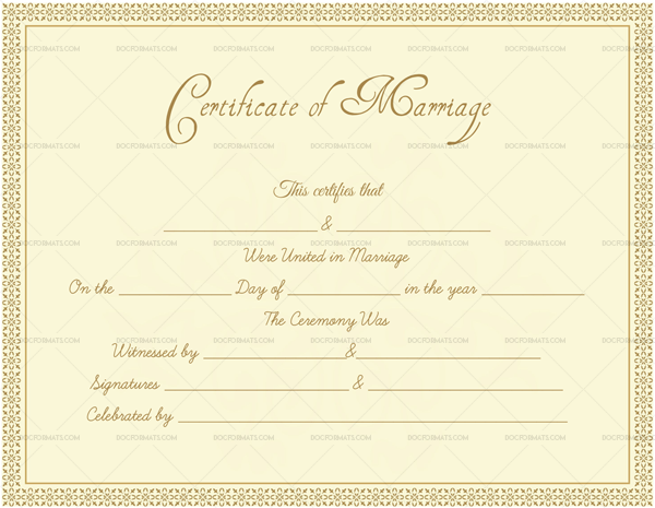 Editable Formal Marriage Certificate