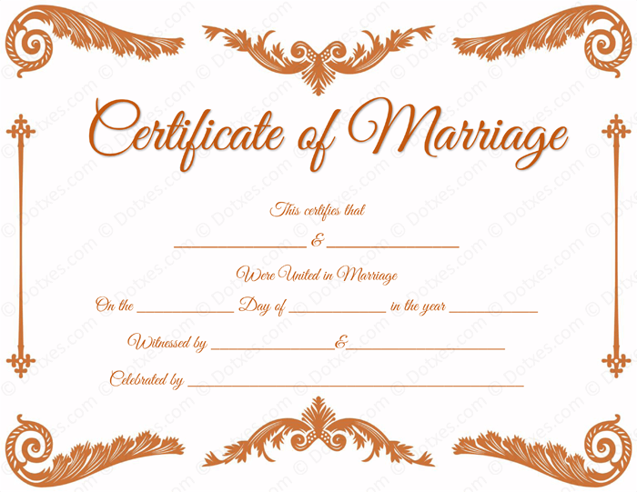Royal Corner Marriage Certificate Template for Word