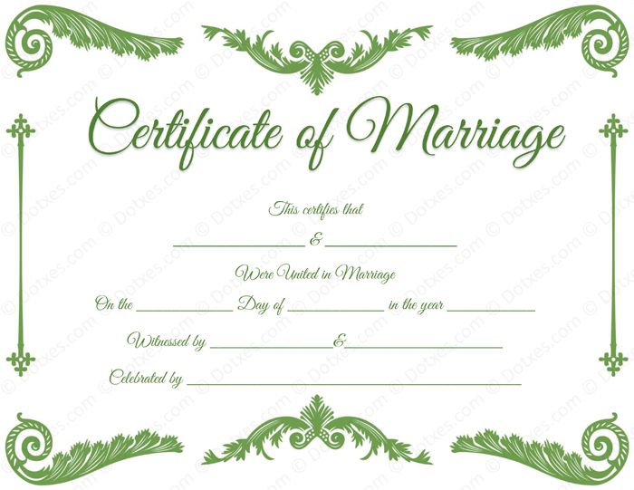 Royal Corner Marriage Certificate Template plus PDF