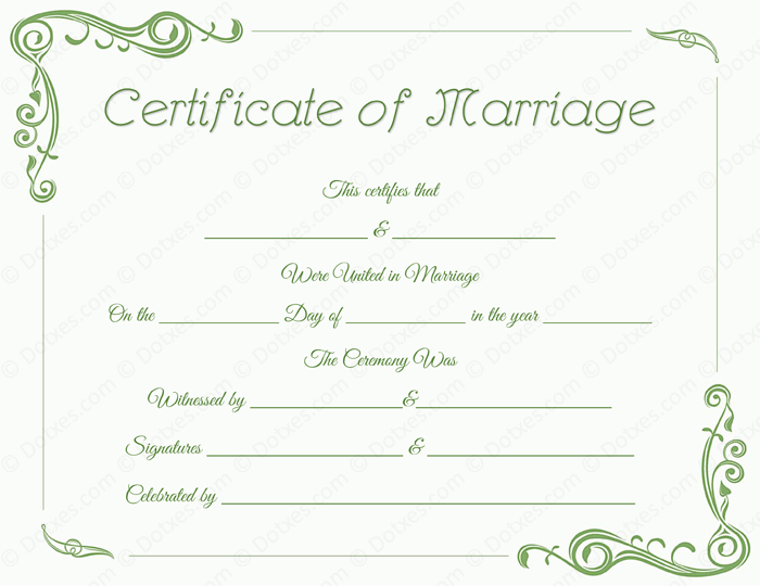 Standard Fake Marriage Certificate Template