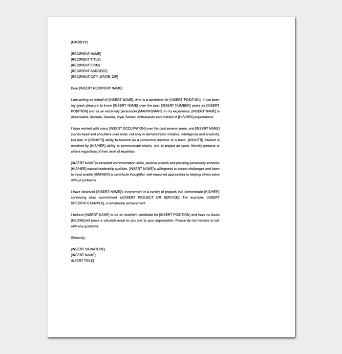 Recommendation Letter Sample Reference and Template