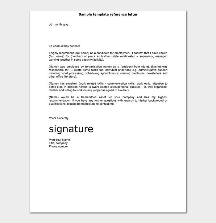 Reference Letter Template Guide