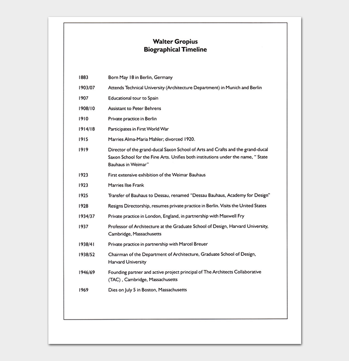 Biography Timeline Template PDF