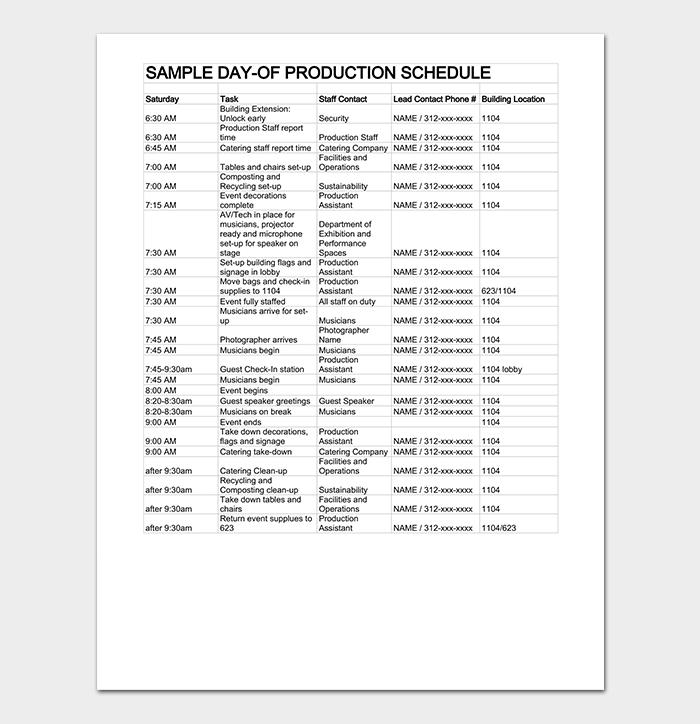 Event Production Timeline