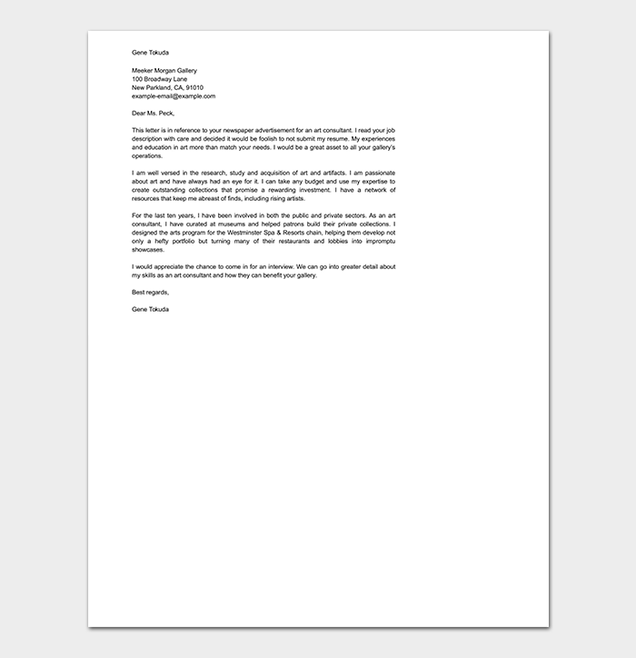 General Consulting Cover Letter
