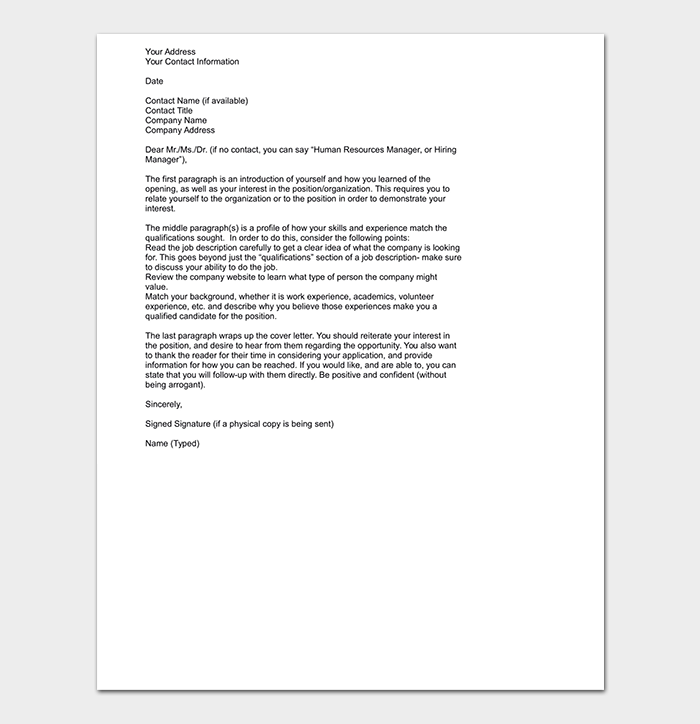 HR Manager Professional Cover Letter